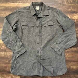 L.L. Bean gray thick cotton Chamois cloth flannel button front shirt XL outdoor